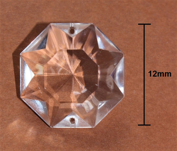 Kristall Glas Koppe / Oktagon 12mm 2-Loch