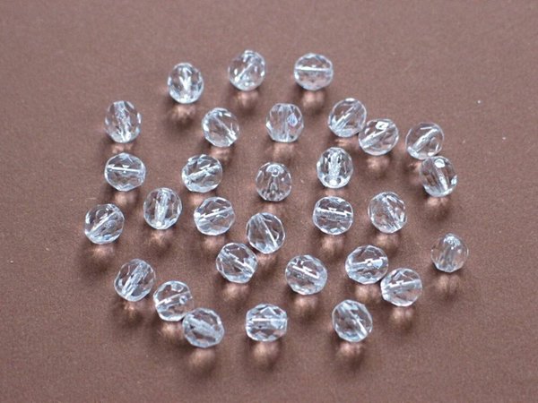 25 Stück facettierte Kristall Glas Perlen / Kugeln 4mm
