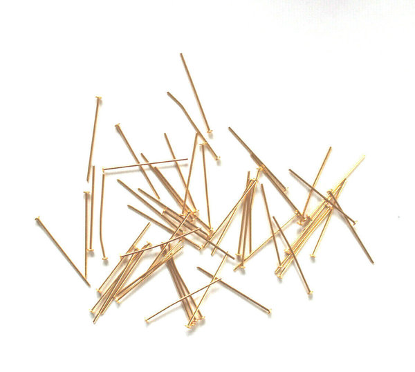 50 Stück Kettelstifte Verbindungsstifte messing gold-plated 30mm