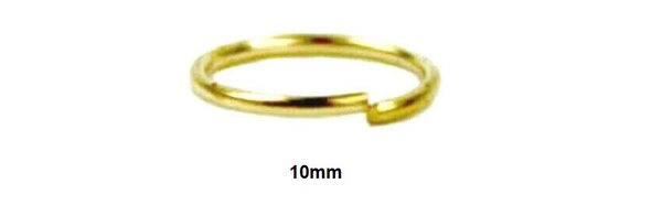 100 Stück einfache Ringe Biegering goldfarben - messing 10mm