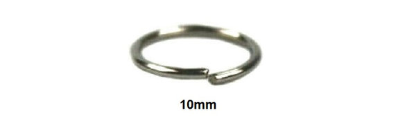 100 Stück einfache Ringe Biegering silberfarben - messing verchromt 10mm