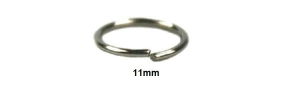 100 Stück einfache Ringe Biegering silberfarben - messing verchromt 11mm