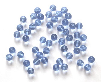 50 Stück glatte Glas Perlen azur blau / Kugeln 8 mm