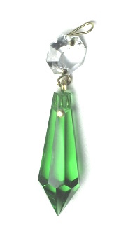 Kristall Glas Eiszapfen 38mm grün - emerald + octagon klar