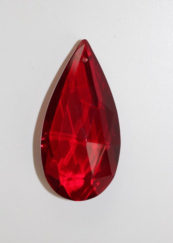 Kristall Tropfen Facette rubin-rot 63mm