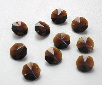 2. Wahl 10 Stück Kristall Octagons topaz dunkel 18mm - Vollschliff