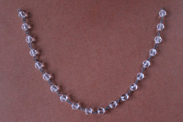 alte Lüsterkette 30cm mit 30 Stück 8mm facettierten Kristall Glas Perlen