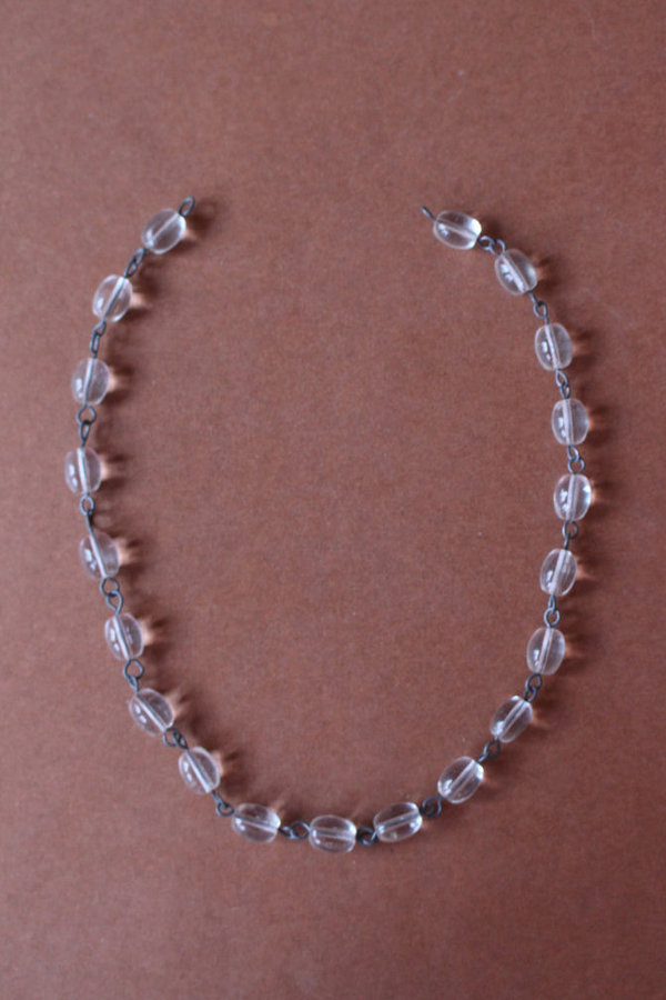 alte Lüsterkette - 32cm - 20 glatte ovale Perlen