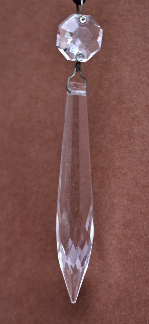 alter Kristall Glas Eiszapfen 72mm + Oktagon - mit Bügelaufhängung