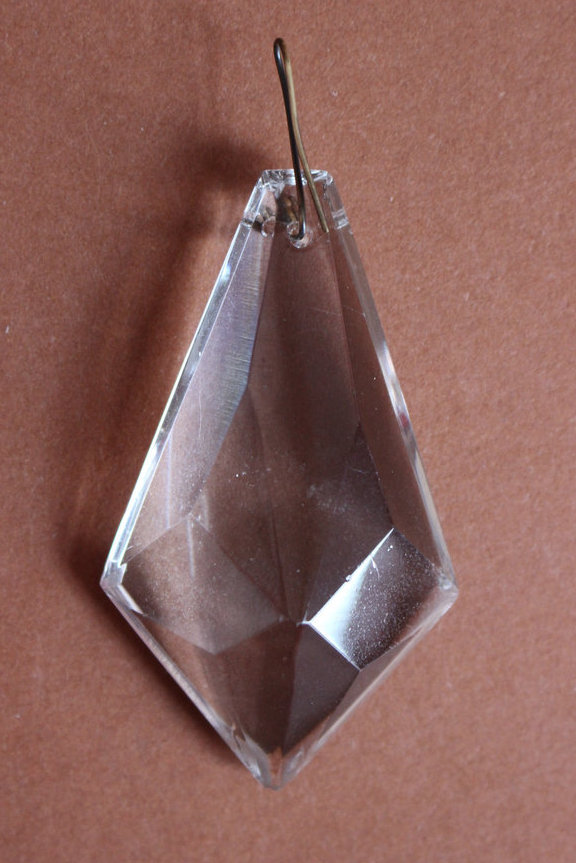 alter Kristall Glas barocker Behang mit Facetten 72mm Nappo 19. Jahrhundert