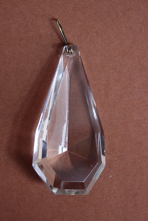 alter Kristall Glas Pendel Facette 73mm - handschliff 19. Jahrhundert