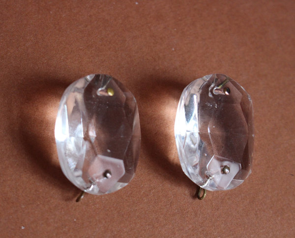 2 Stück ovale Kristall Glas Koppen 34mm