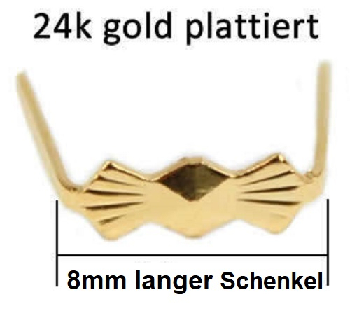 10 Stück Prismen Clips - Verbindungsclips - verziert - 8mm - langer Schenkel 24K gold plated
