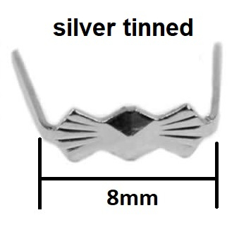 25 Stück Prismen Clips - Verbindungsclips - verziert - 8mm silver tinned